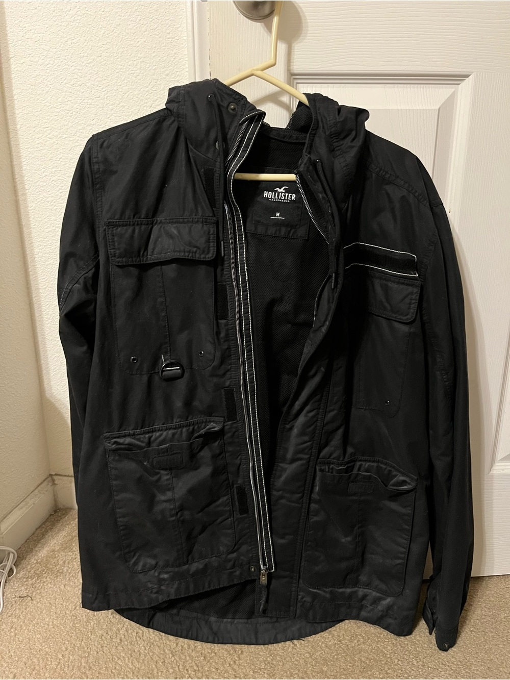 Hollister Men's Black Hooded Field Jacket